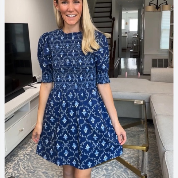 Hill House Vivi Nap Dress in Blue Trellis Large - Picture 2 of 6